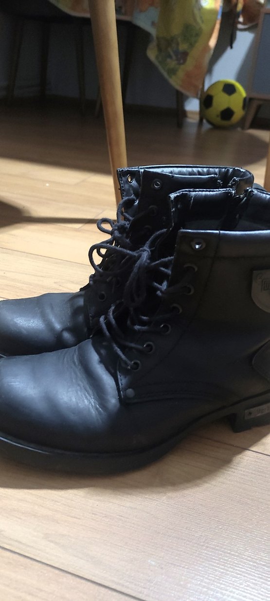 Siyah Deri Bağcıklı Gotik Erkek Bot - Görsel 5