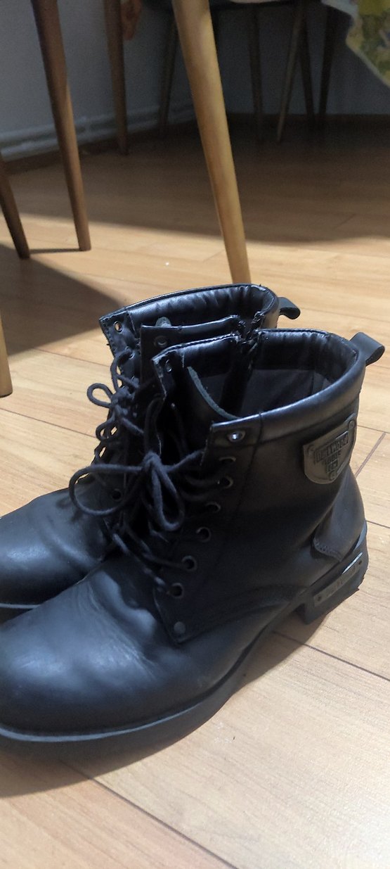 Siyah Deri Bağcıklı Gotik Erkek Bot - Görsel 3