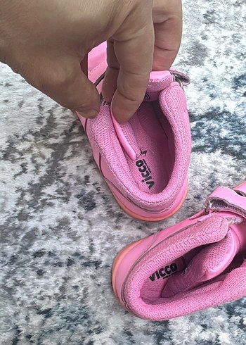 27 Beden pembe Renk Vicco Kız Çocuk Pembe Cırt Cırtlı Spor Ayakkabı
