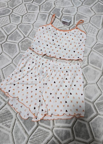 s Beden Mini Beyaz Kadın Pijama Takımı
