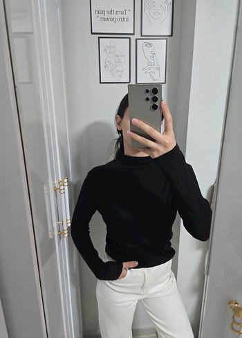 m Beden Siyah Yarım Balıkçı Yaka Kadın body