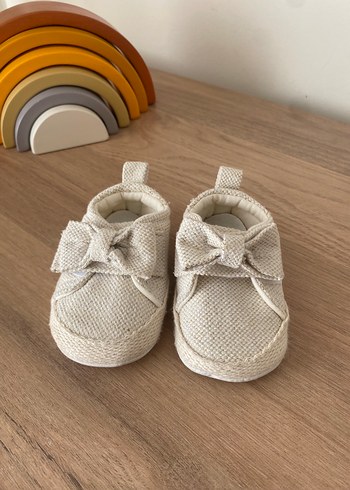 Keten Kumaş Fiyonklu Bebek İlk Adım Ayakkabısı