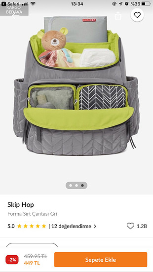Skiphop bebek bakım çantası