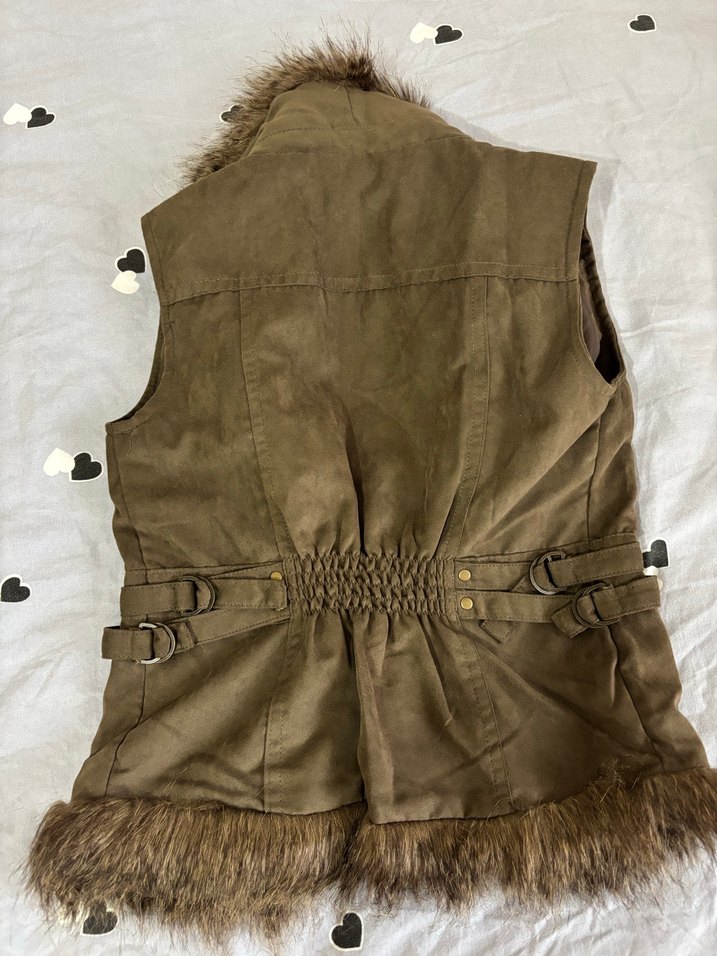 Kahverengi Süet Kürklü Yelek - Görsel 2