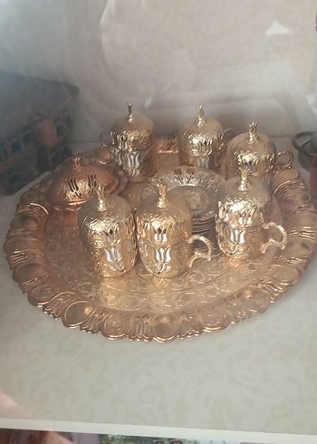 Bakır antika kahve fincanı seti