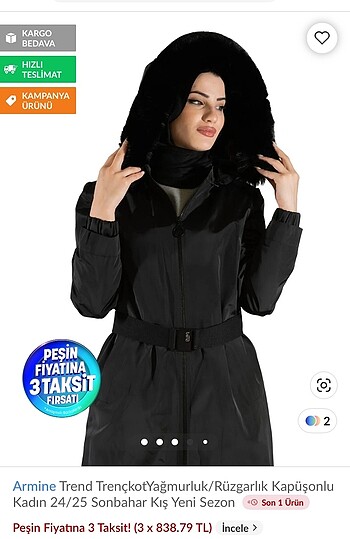 Armine Armine trend trençkot yağmurluk