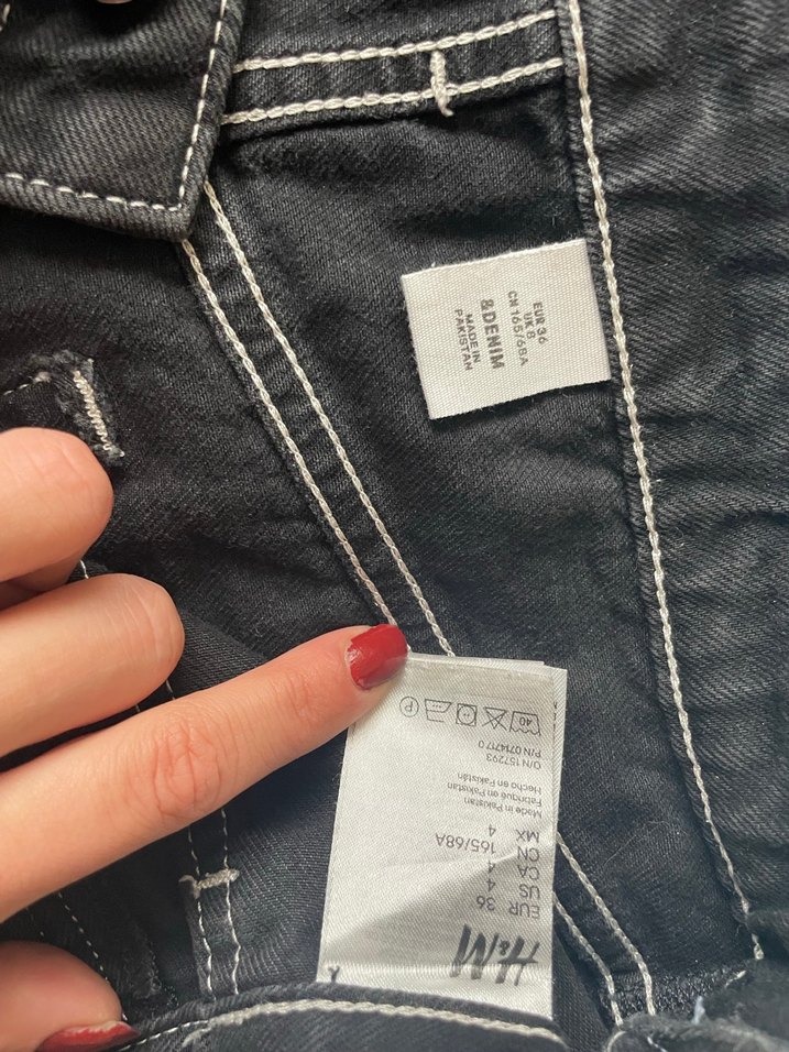 Düğmeli Siyah Midi Kot Etek - Görsel 2