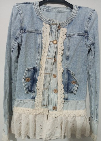 Denim&Co Düğmeli Bohem Mavi Kadın Denim Ceket