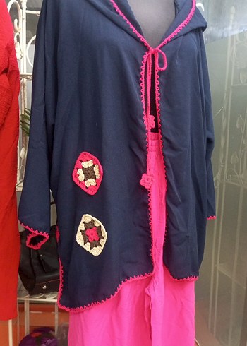 universal Beden motifli Bohem Tarzı Pembe pantolon ve kimono