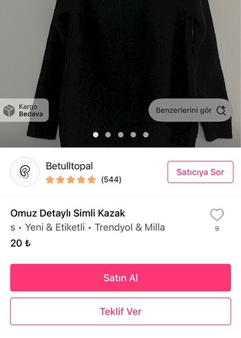 Omuz Detaylı Simli Siyah Kadın Kazak