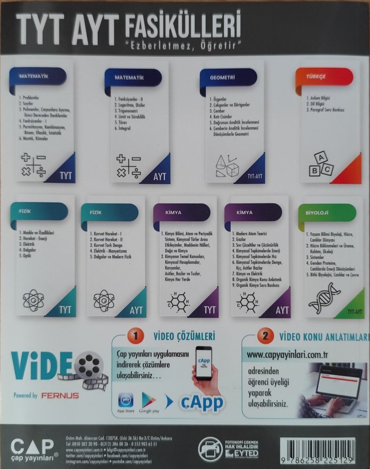 Kimya Video Anlatımlı Soru Fasikülü Çap Yayınları - Görsel 3
