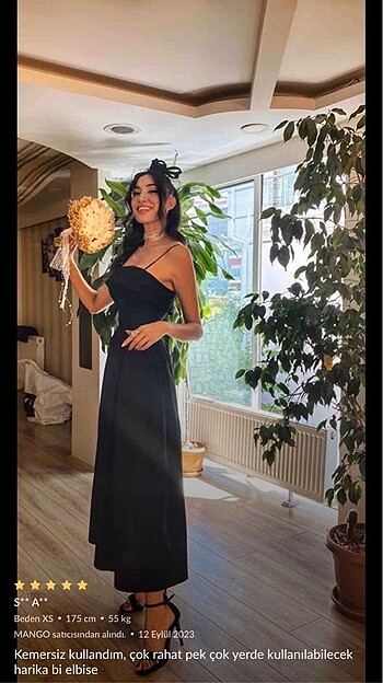 m Beden siyah Renk Mango viral elbise