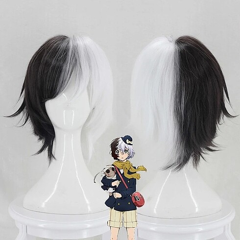 Siyah beyaz peruk bungou stray dogs cosplay