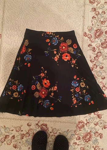 Çiçek Desenli Bohem Midi  Etek - Görsel 2