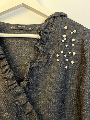 Zara Zara XS antrasit inci detay elbise