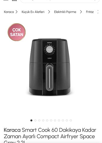 Karaca Smart Cook Ayarlanabilir Zamanlı Siyah Airfryer