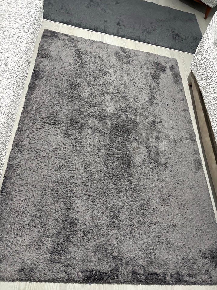 Gri Modern Düz Dokulu Halı - Görsel 2