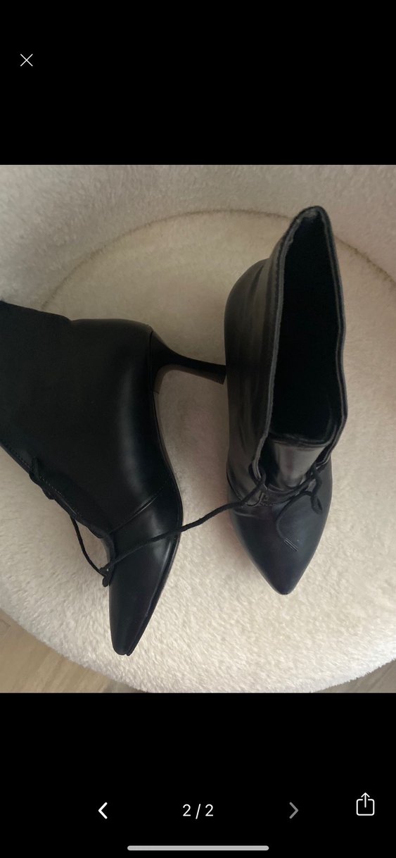 Siyah Deri Gotik Stiletto Topuklu Kadın Çizme - Görsel 2