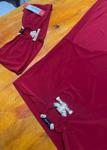 Kırmızı Parlak Mini Straplez takım - Görsel 6