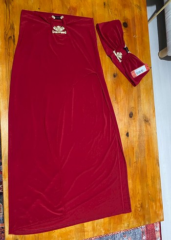 Kırmızı Parlak Mini Straplez takım - Görsel 5