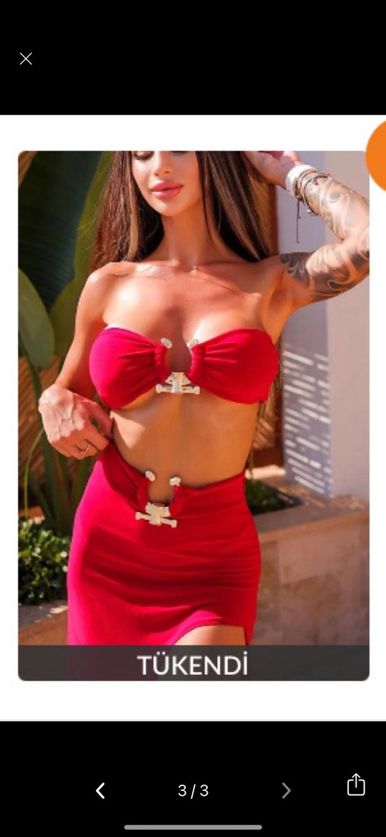 Kırmızı Parlak Mini Straplez takım - Görsel 2