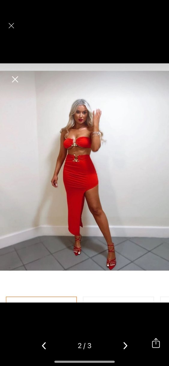 Kırmızı Parlak Mini Straplez takım - Görsel 4