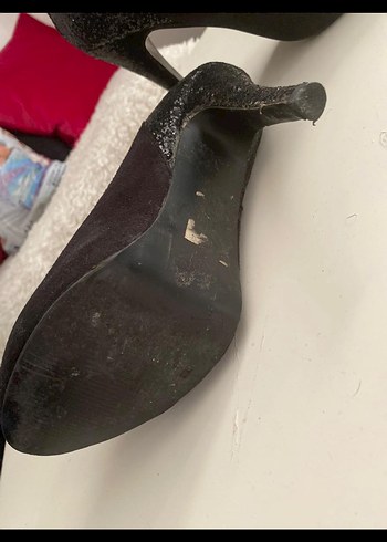 Siyah Yılan Desenli Süet Stiletto Bot - Görsel 5