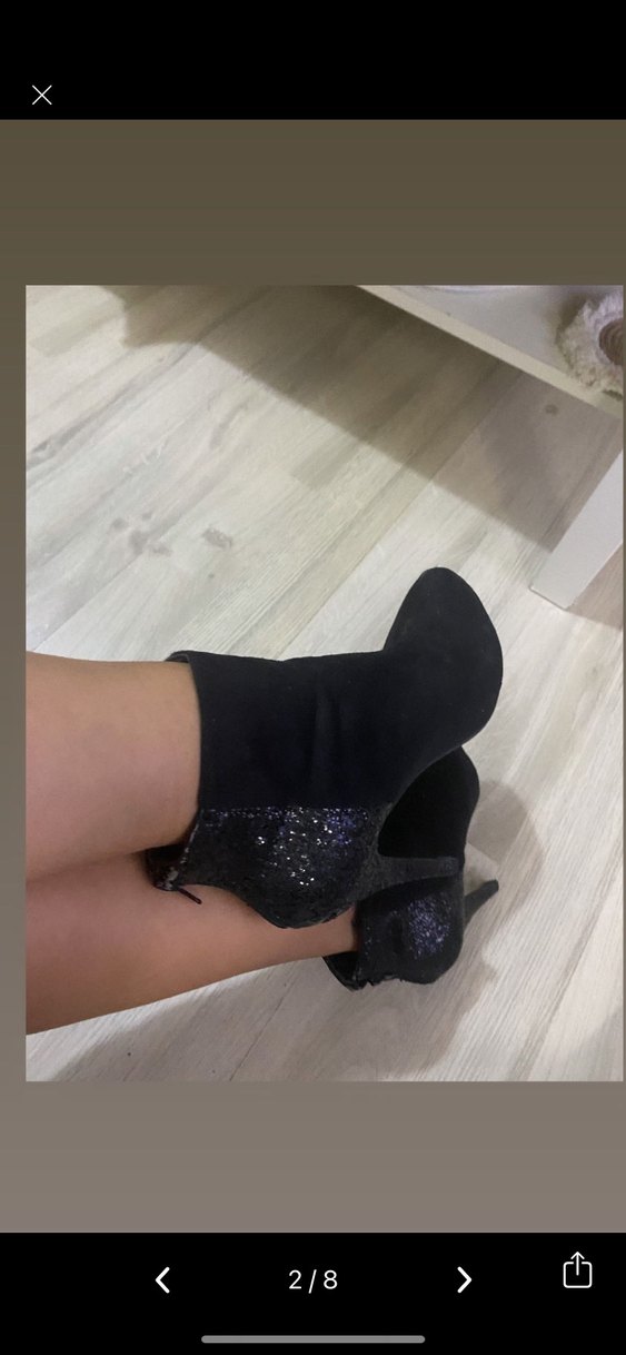 Siyah Yılan Desenli Süet Stiletto Bot - Görsel 2