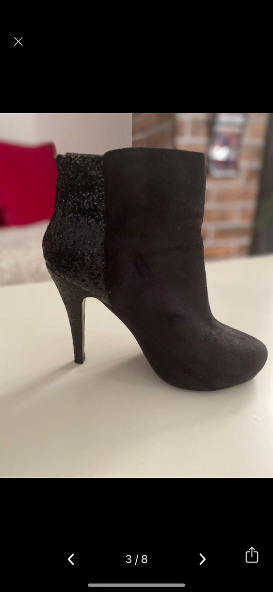 Siyah Yılan Desenli Süet Stiletto Bot - Görsel 3