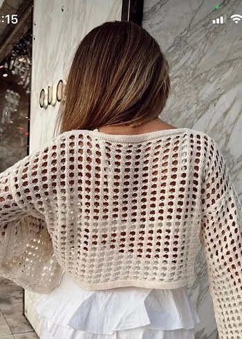 Kadın Beyaz Dantel Detaylı Bohem Triko - Görsel 2