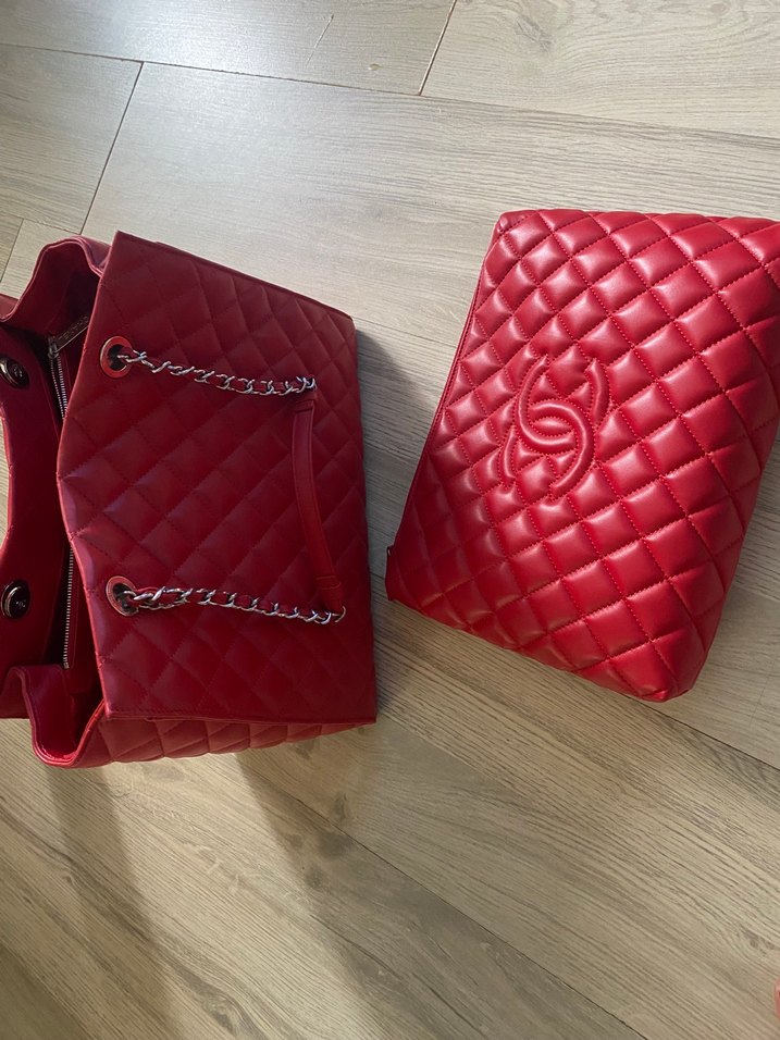 Klasik #chanel Kırmızı Deri Kadın #Çantası - Görsel 2