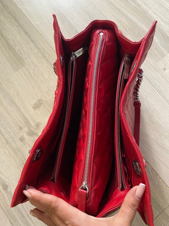 Klasik #chanel Kırmızı Deri Kadın #Çantası - Görsel 4