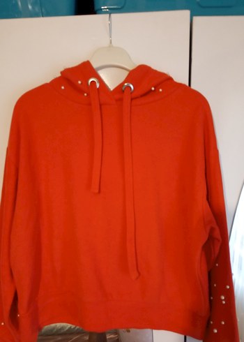 turuncu Kapüşonlu Kadın Sweatshirt