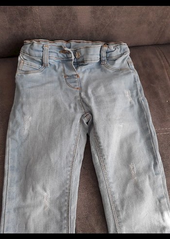 Düğmeli mavi Kız Denim Pantolon