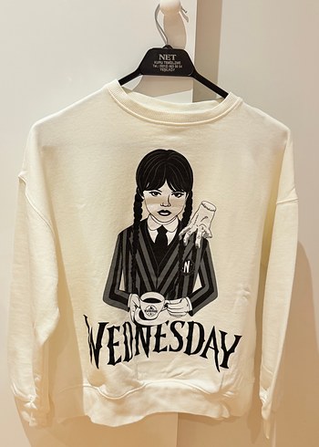 Beyaz Uzun Kollu Baskılı Kadın Sweatshirt