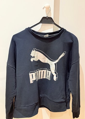 Mavi Puma Baskılı Kadın Sweatshirt