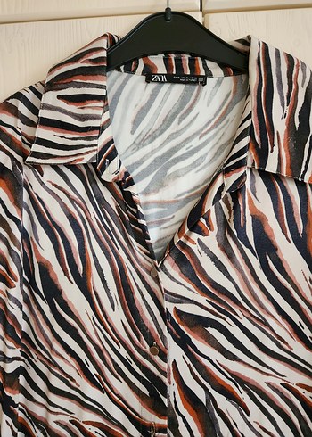 Zara ZARA zebra Desenli Uzun Kollu Kadın Gömlek elbise