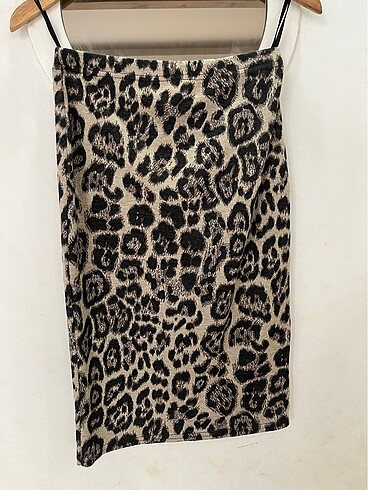 Leopar desenli etek