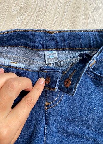 9-12 Ay Beden Erkek Çocuk Düğmeli Mavi Denim Pantolon