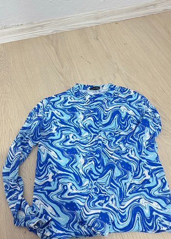 Koton Mavi Batik Desenli Kadın Mini Bluz