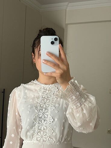 Diğer Romantik Beyaz Mini Elbise