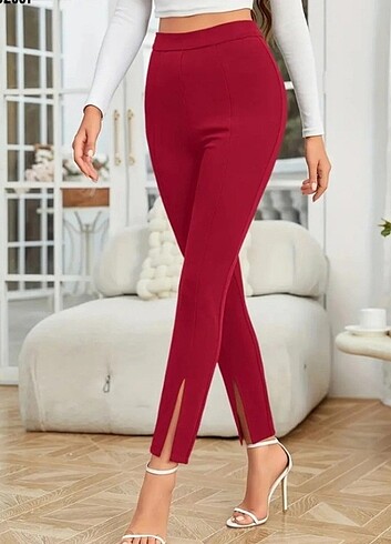 Krep kumaş yirtmac detay pantolon  - Görsel 2