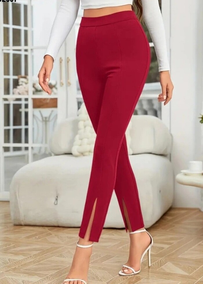 Krep kumaş yirtmac detay pantolon  - Görsel 2