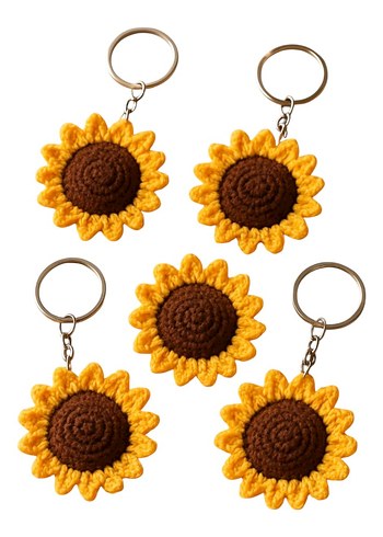 Sarı Örgü Ayçiçeği Anahtarlık - Görsel 3
