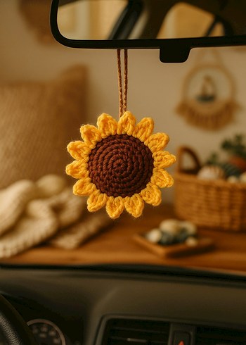 Sarı Örgü Ayçiçeği Anahtarlık - Görsel 6
