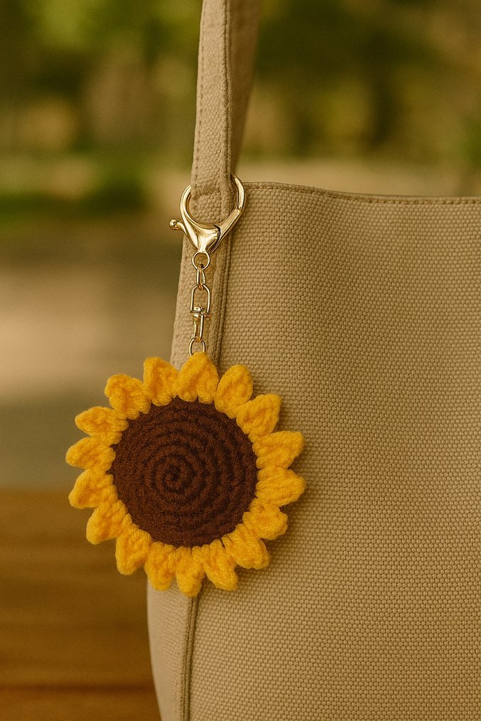 Sarı Örgü Ayçiçeği Anahtarlık - Görsel 4