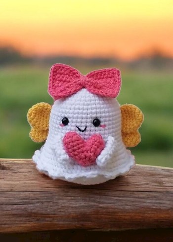 Pembe Fiyonk ve Kalp Detaylı Peluş Oyuncak - Görsel 4