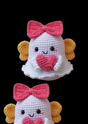 Pembe Fiyonk ve Kalp Detaylı Peluş Oyuncak - Görsel 2