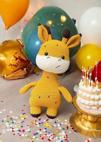 Sarı Renkli El Örgüsü Zürafa Oyuncak - Görsel 6