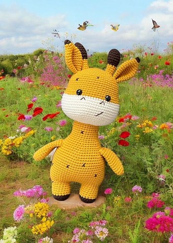 Sarı Renkli El Örgüsü Zürafa Oyuncak - Görsel 8